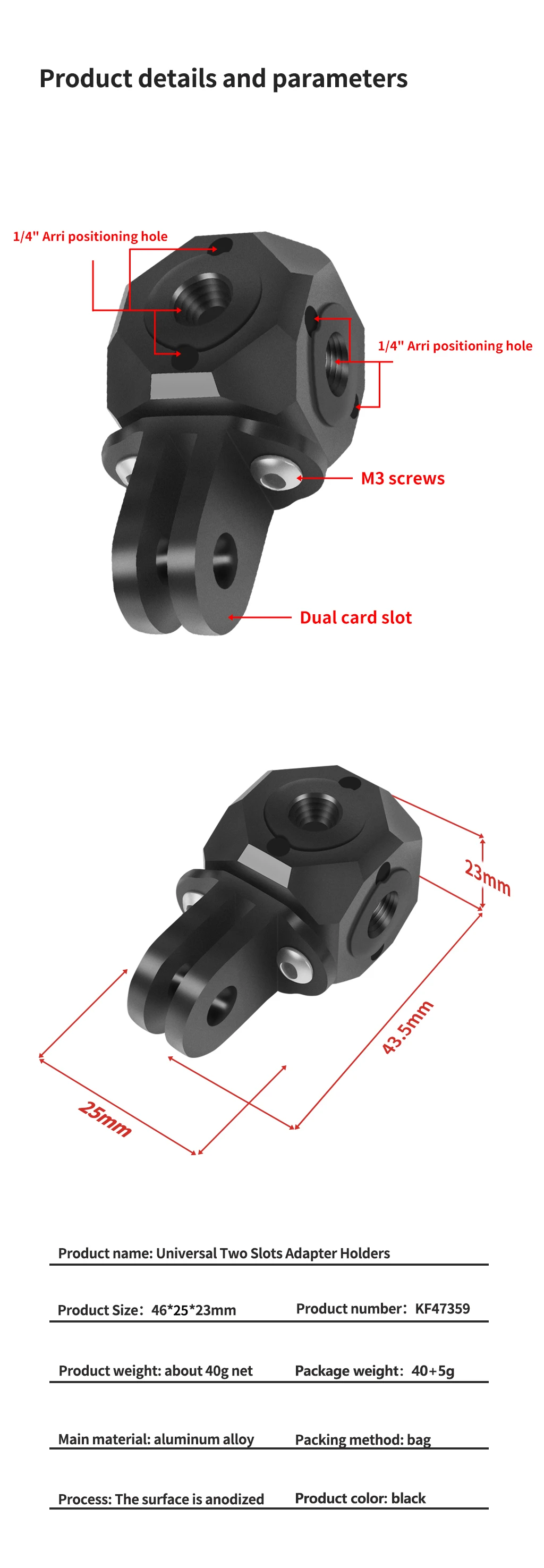 Vielseitiger Mini-Magic-Cube-Adapter mit Schraubenloch ARRI 1/4 3/8' für GoPro 13 Insta360 X4 Osmo Blitzlicht Stativhalterung – Detail 16