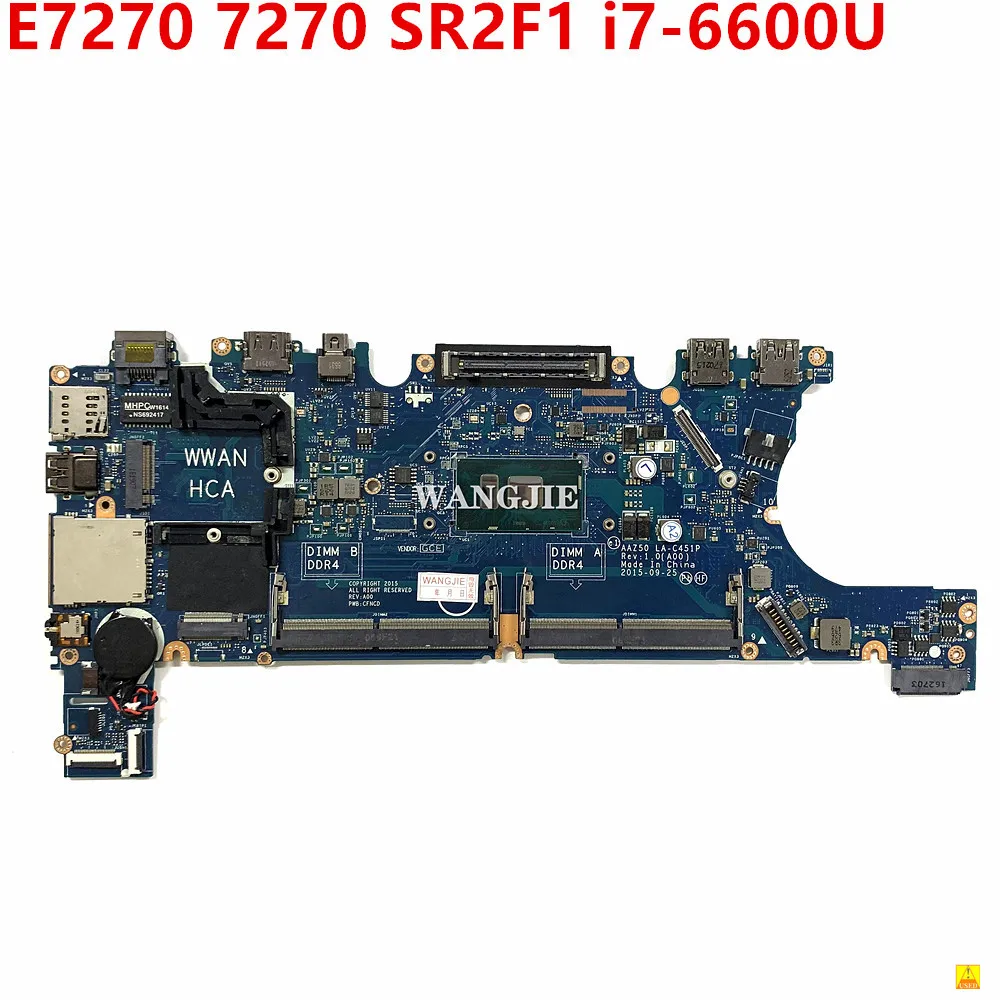 

Материнская плата для ноутбука DELL Latitude E7270 7270 с SR2F1 i7-6600U 0T0V7J AAZ50 CN-0T0V7J 100% полностью протестирована