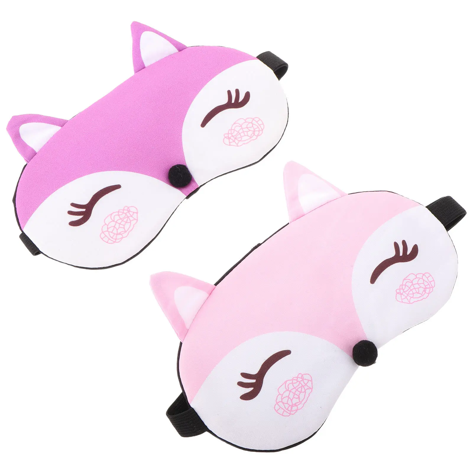 

2Pcs Cute Animal Fox Sleep Mask Kids Cartoon Eye Cover Adjustable Strap Light Block Sleeping Mask for Travel Night