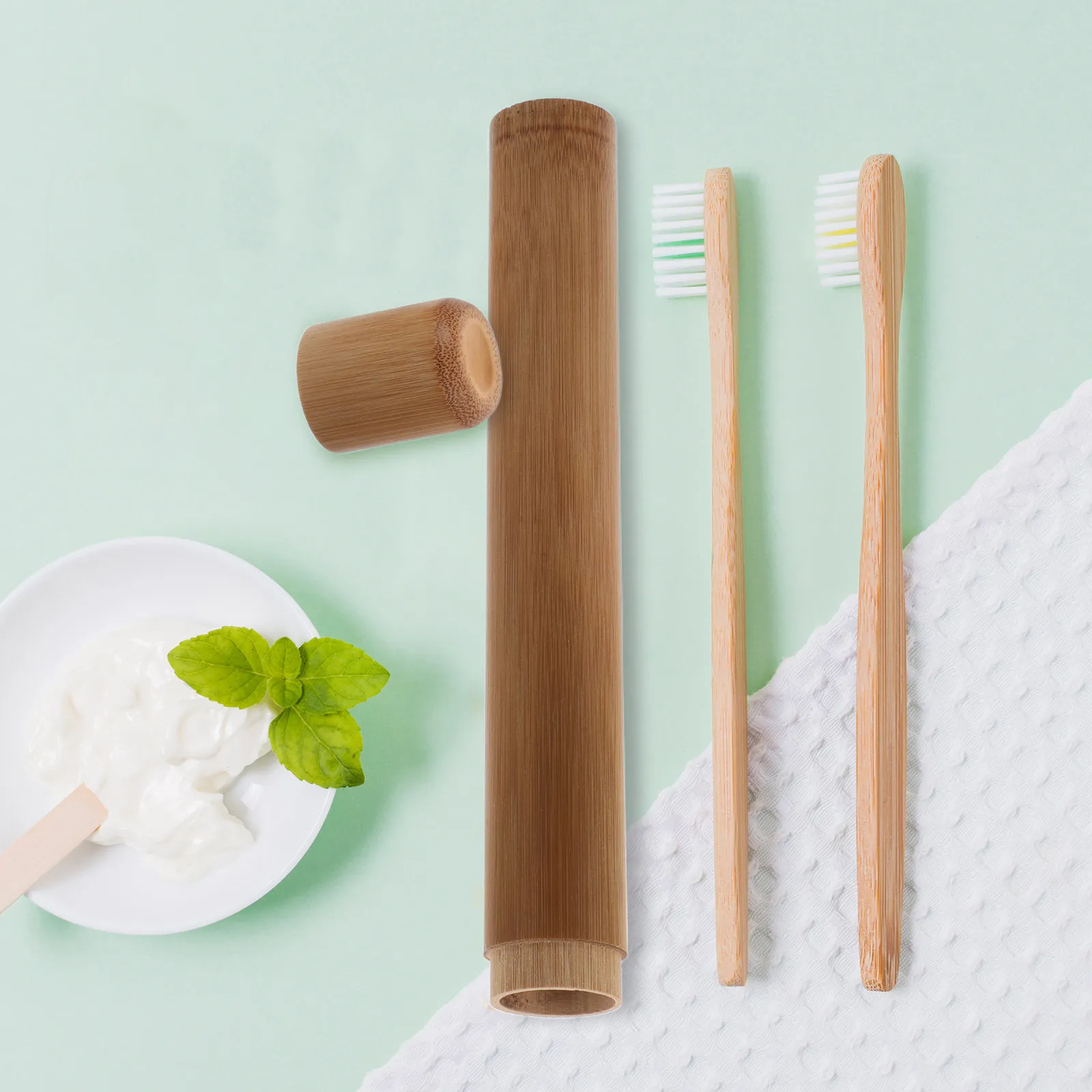 2Pcs Bamboo Toothbrush Case Portable Travel Toothbrush Tube Eco Friendly Lightweight Vintage Design for Home Camping Hiking