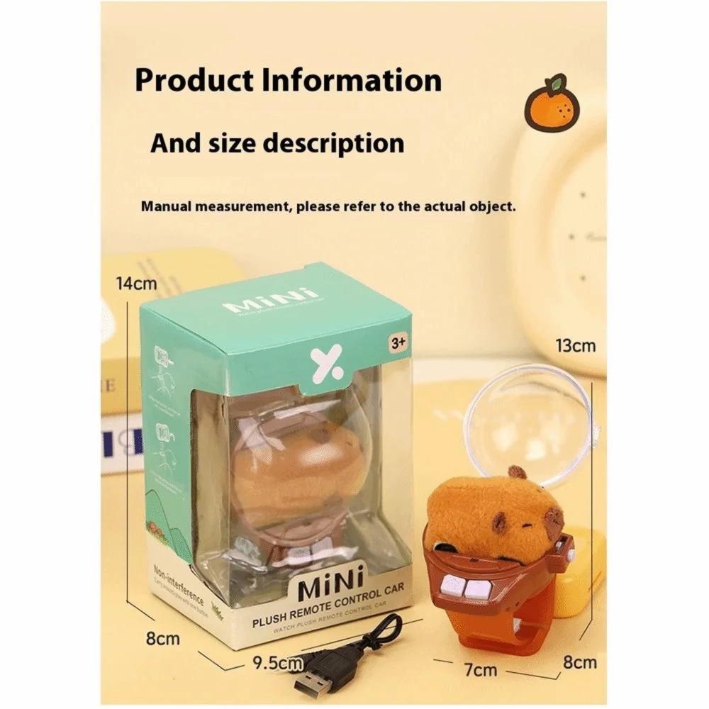 3D Cartoon Children RC Car Mini Watch Toys USB Charging Cute Pet Car Rabbit Racing Toys Kapibala Watch Electric Toy