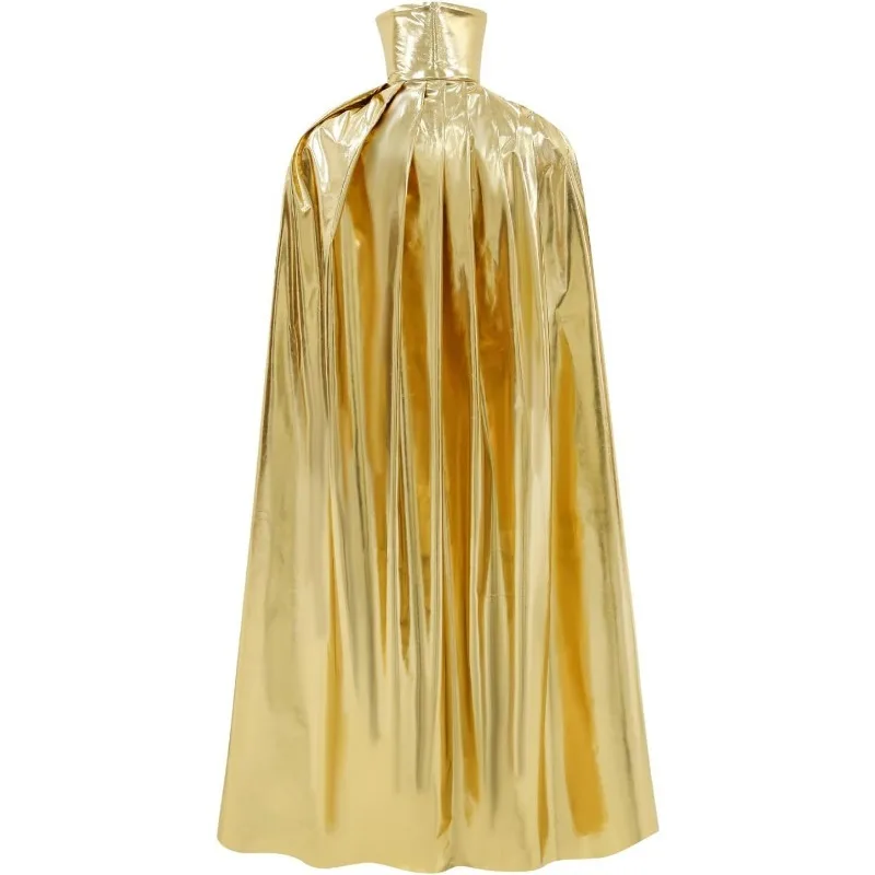 Capa ex para Cosplay, Disfraz, Abrigo Largo con Cuello Alto y Cinturón, Capa Brillante de Longitud Media para loween*