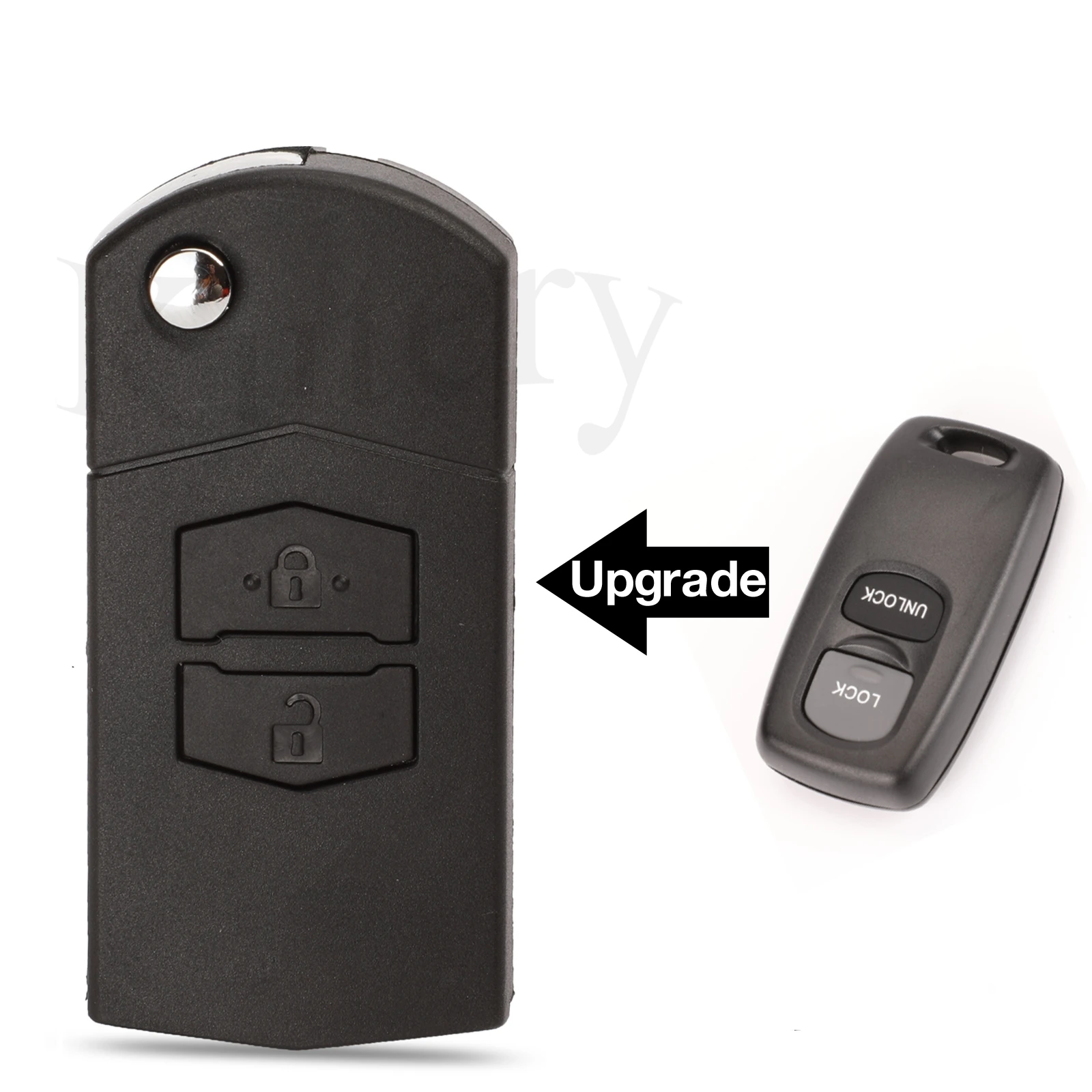 

jingyuqin 2 BTNs New Upgrade Car Remote Flip Keyless Entry Shell For Mazda 2 3 6 323 626 Fob Control Key Case Replacement