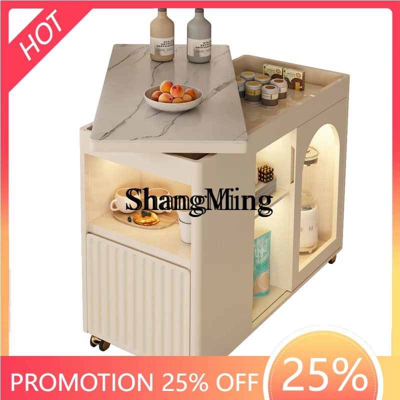 

ZYY household advanced cream wind rotatable tea cabinet living room movable side few