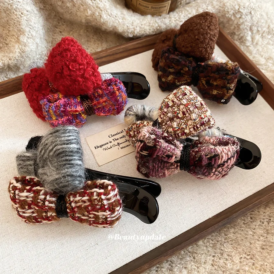 

Plush Bow Hair Clip for Women Half-Up Hairstyle Shark Clip Back of Head Hair Accessory Hairpin Gift for Girlfriend or Woman