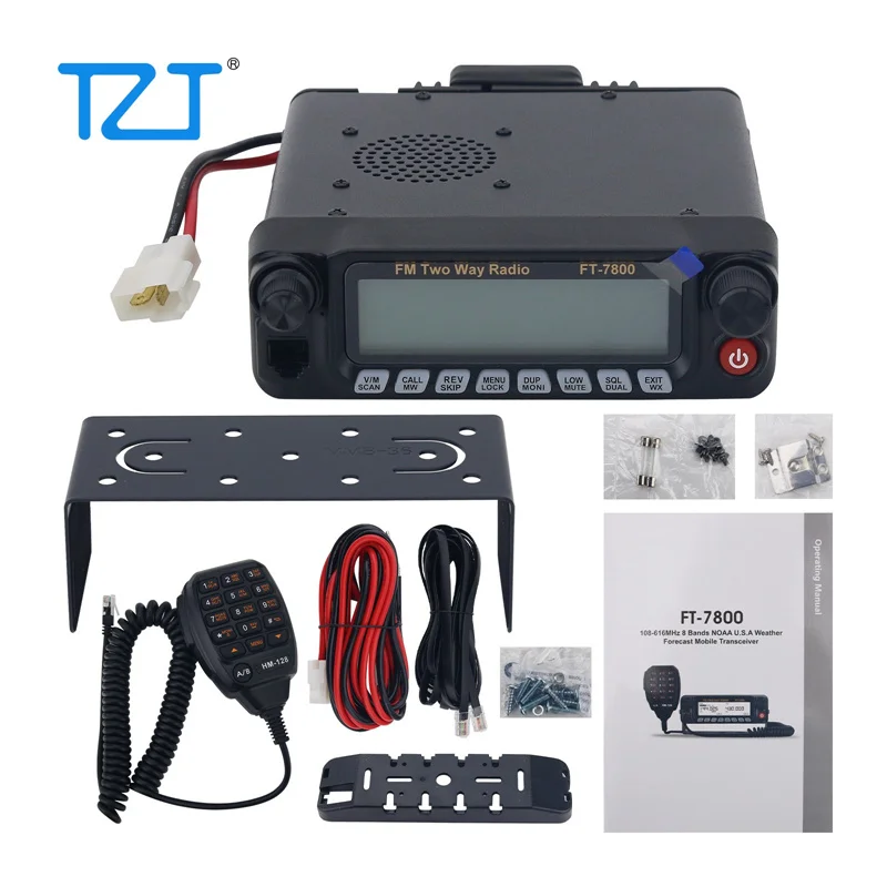 

TZT HamGeek FT-7800 VHF UHF Dual Band TX Car Mobile Radio Multi-band Air Band RX Car Walkie Talkie 50W 1000CH Detach Front Panel