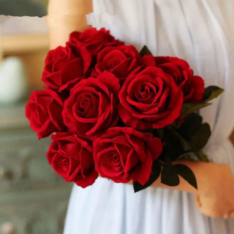 3/5/10pcs Roses Artificial Flowers Rose Flower Branch Artificial Red Roses Real Touch Fake Rose for Wedding Home Decor
