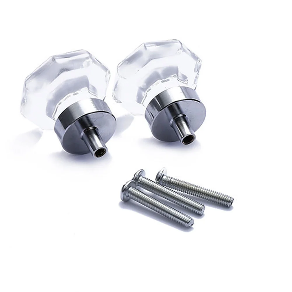 

2Pcs Clear Artificial Crystal Door Knobs Octagon Handle for Kitchen Cabinet Wardrobe Drawer Furniture Pull Cabinet Handle