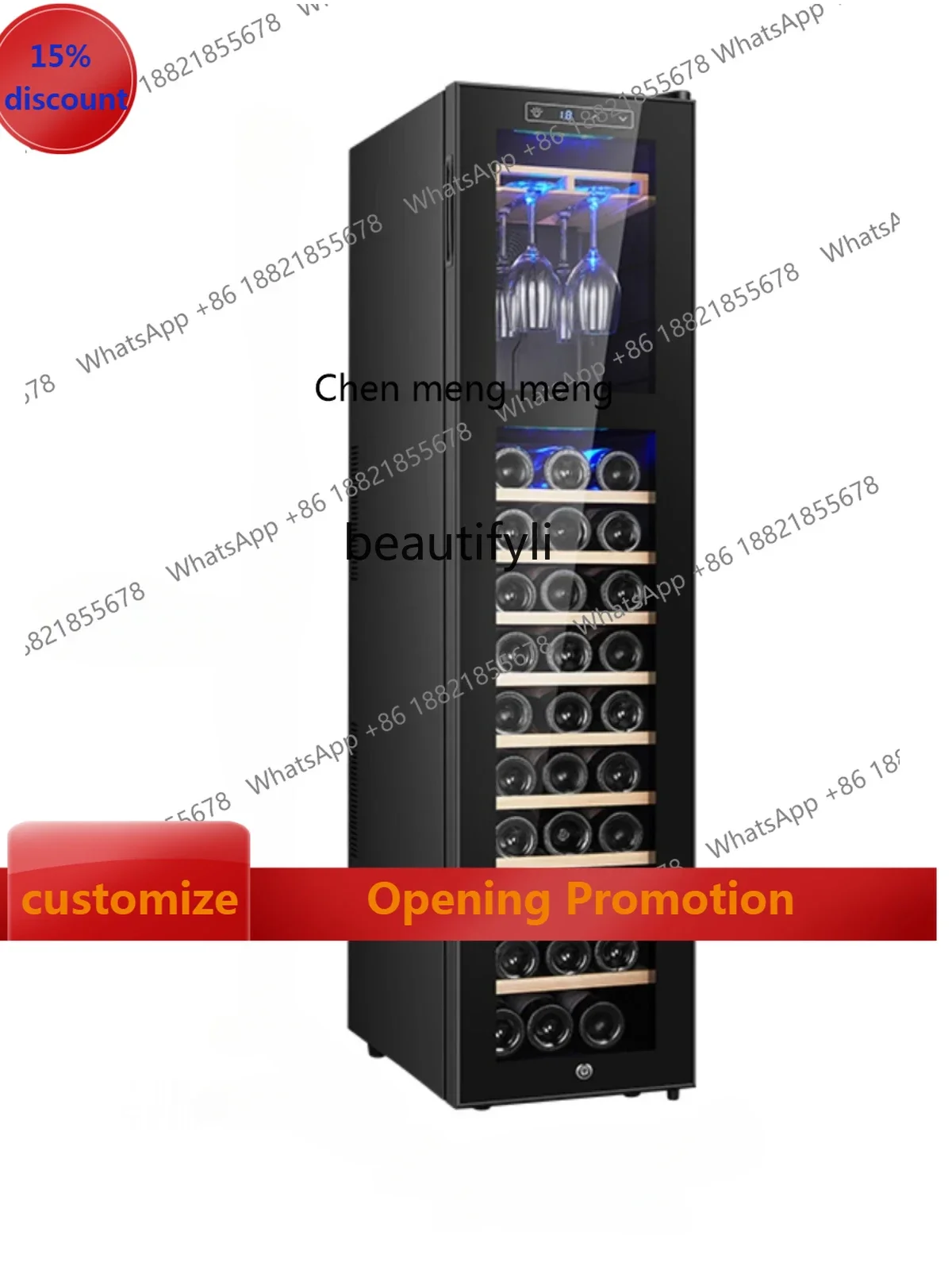 

S7486 ss Electronic Constant Temperature Moisturizing Wine Cabinet Hanging Cup Wine Cabinet Tea Ice Bar Refrigerated Cabinet