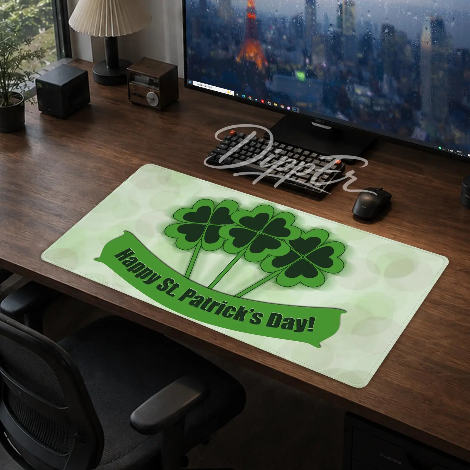 St Patrick's Day Mouse Pad Gaming office Desk Mat Non-slip Large Mousepad DIY Keyboard Pad stitched edge rubber base