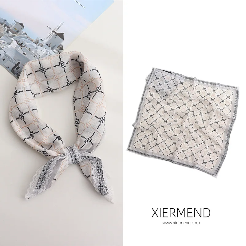 

60cm Fashion Paisley Print Kerchief Hair Scarf For Women Cotton Satin Headband Hijab Scarf Female Square Neck Scarves For Ladies