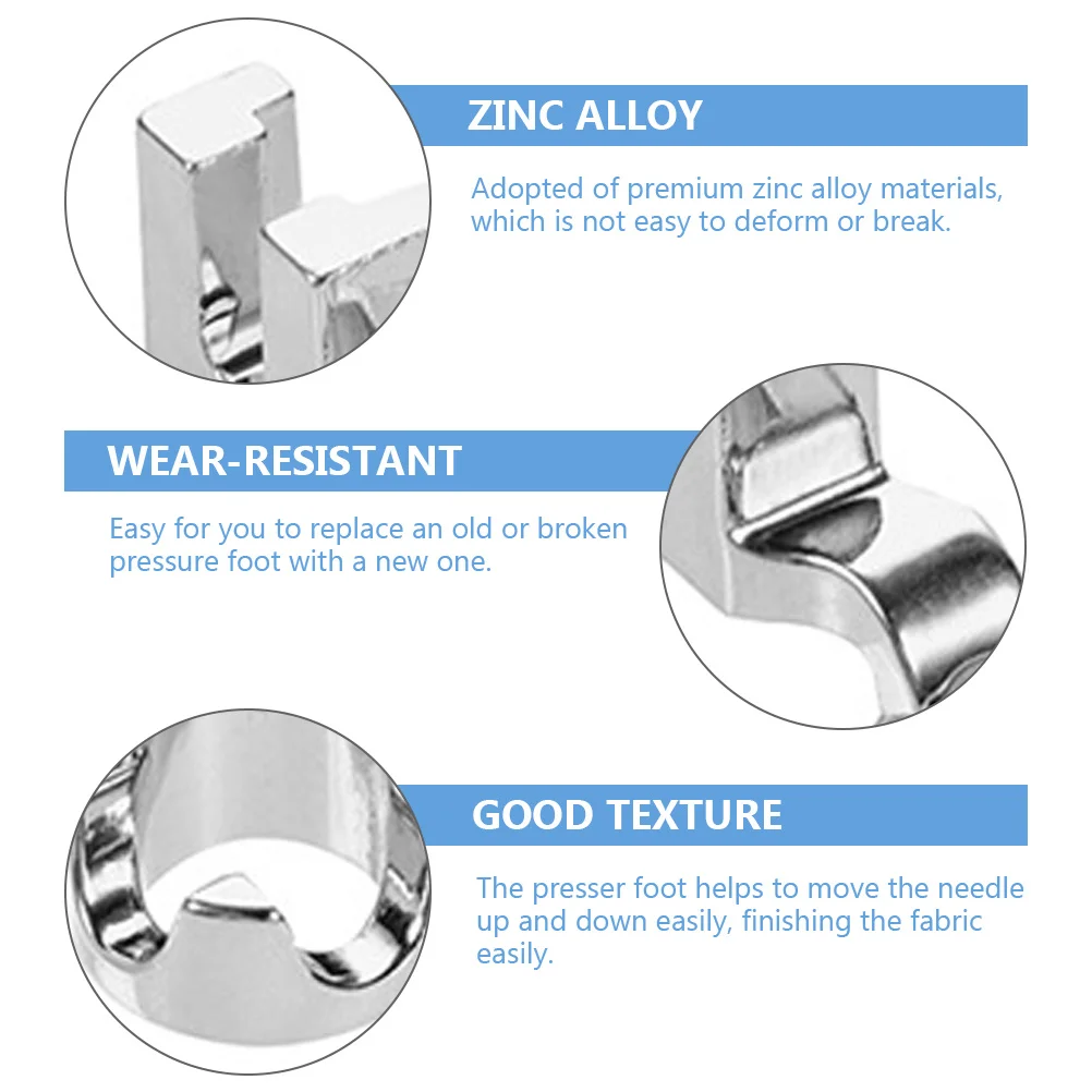 

2Pcs Wear-Resistant Sewing Machine Presser Feet Zinc Alloy Replaceable Multi-Function Stitching Accessories Sewing Machine Feet