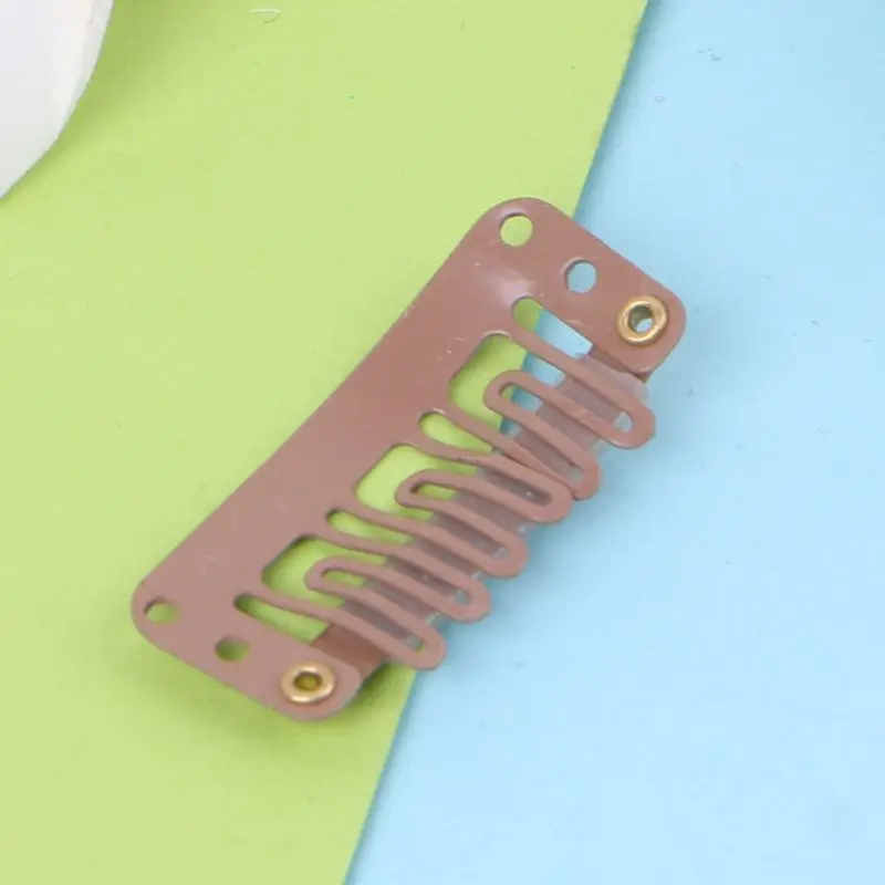 Hot 32mm 10 pezzi clip capelli a scatto marrone medio per l'estensione dei capelli della parrucca Dropshipping