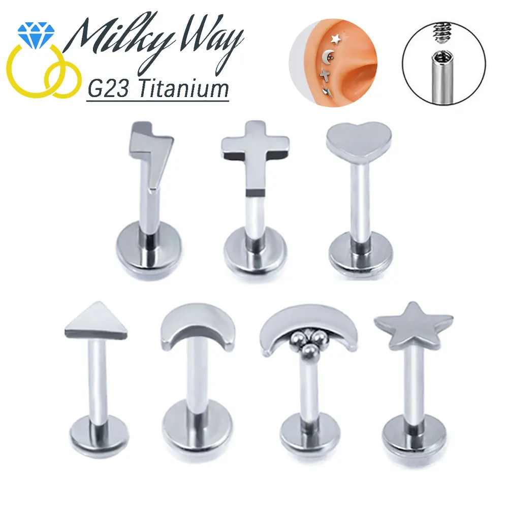 

10pcs ASTM F136 Titanium Earrings Classical Ear Cartilage Tragus Piercing Nose Stud Sexy Thread Labret Lip Wholesale Jewelry