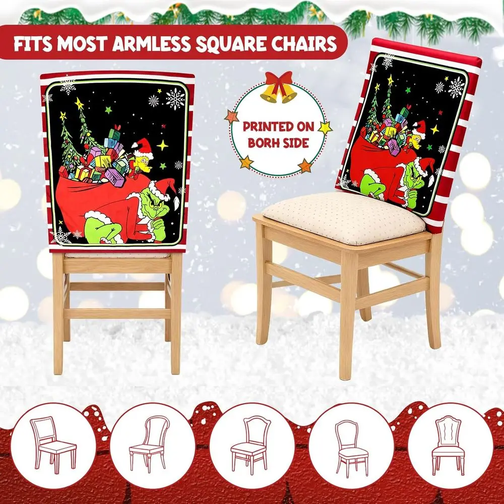 أغطية كراسي عيد الميلاد على طراز المزرعة - قابلة للإزالة والغسل للمنزل والمطاعم والفندق - تحمي الأثاث #3