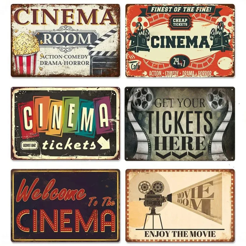 Movie Posters Metal Signs Decor Cinema Vintage Metal Plaque Tin Sign Iron Poster Room Decoration for Movie Theater Bar Club