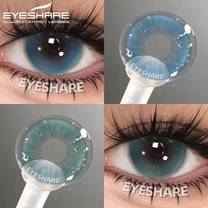 EYESHARE Lentilles de contact colorées 2 pièces, lentilles de contact colorées naturelles pour les yeux, lentilles de contact annuelles vertes, lentilles de contact bleues cosmétiques