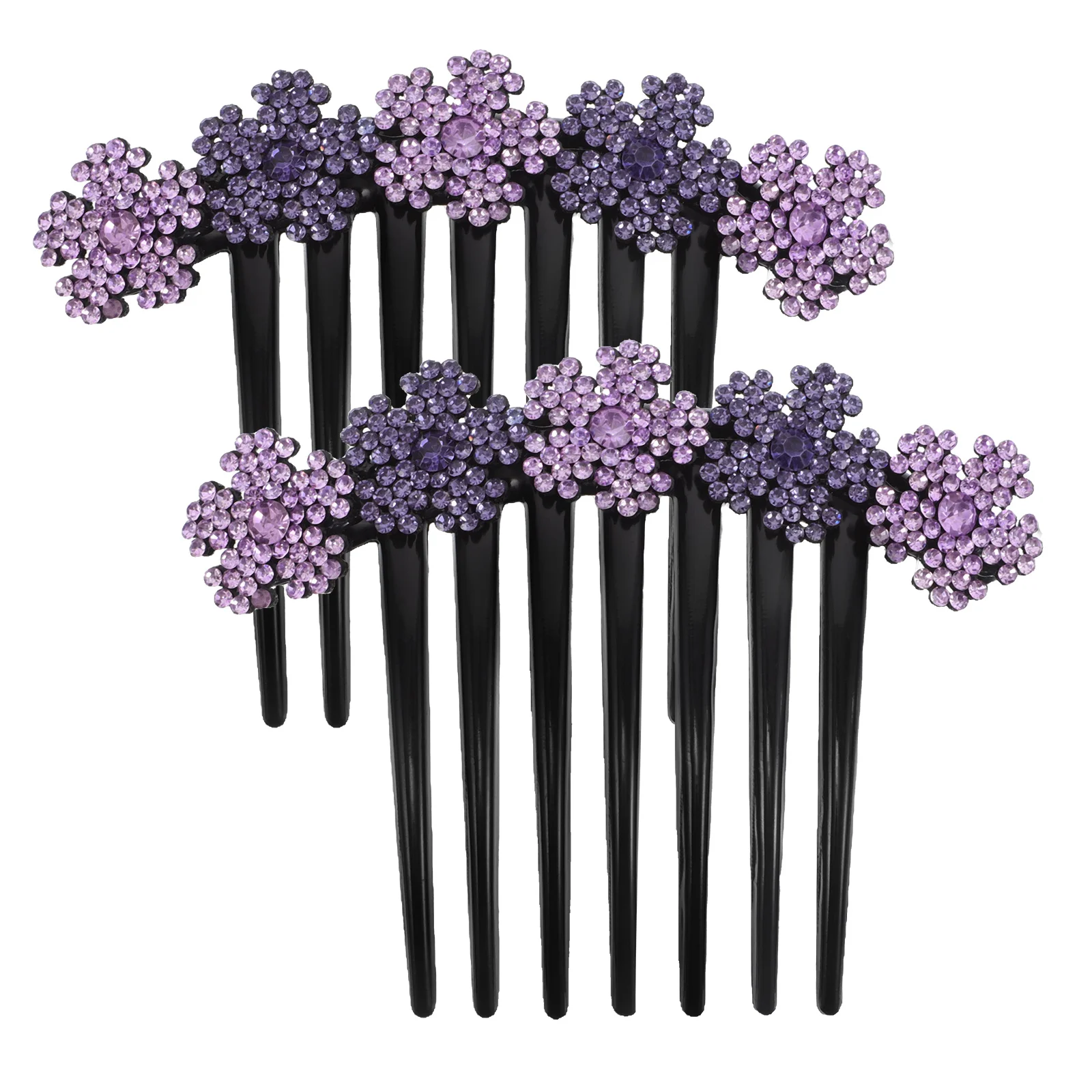 

2pcs Rhinestone Hair Side Combs Elegant Floral Bridal Hair Accessories -Teeth Secure Design Sparkly Flower Bun Holders