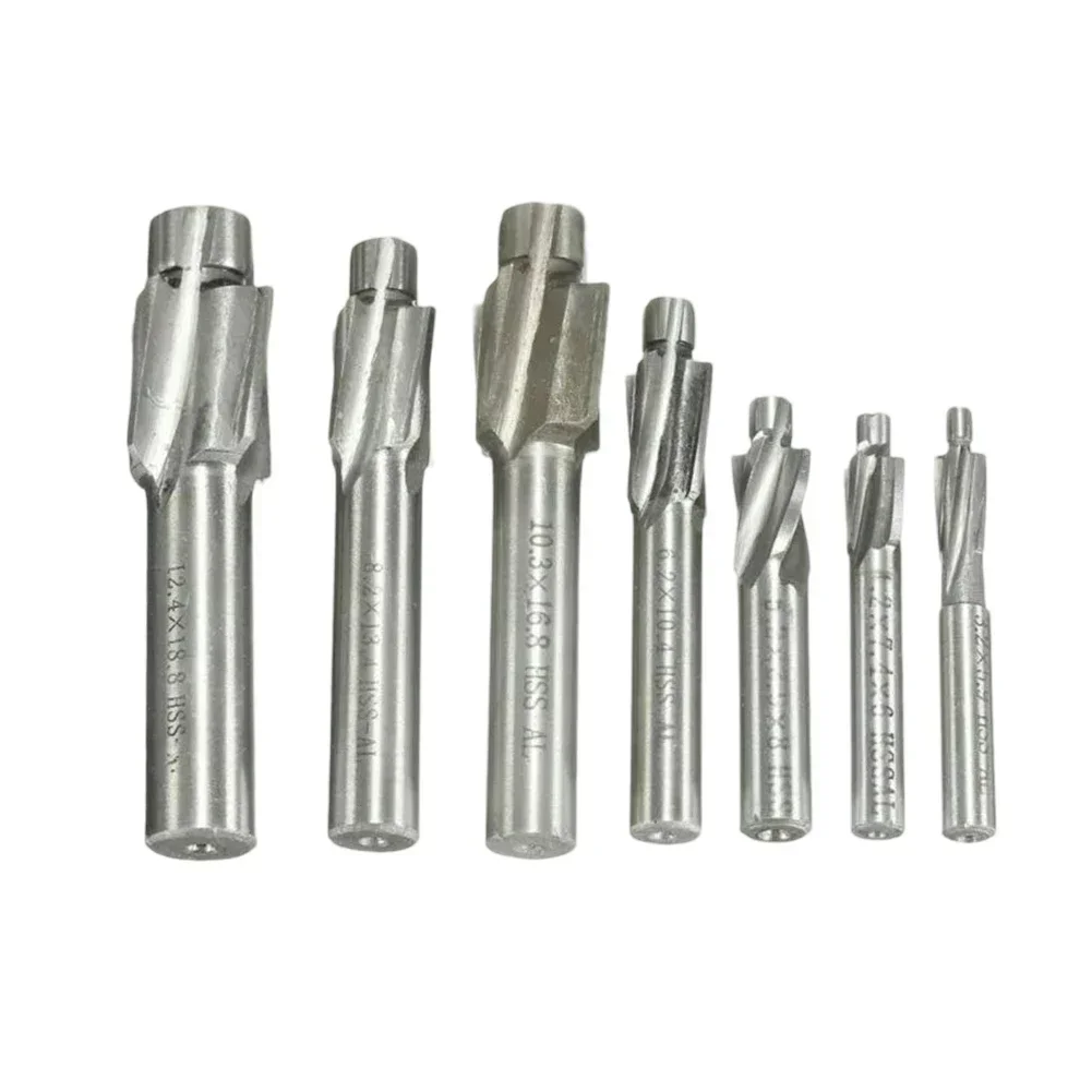 

7PCS M3-M12 Counterbore Milling Cutter HSS Slotting Tool End Mill Drill Set CNC Router Bit Milling Tool For Metal Drilling