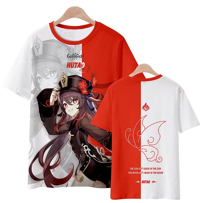 2024 New Summer Anime Game 3D Printing Loose Comfortable Breathable O Collar Shirt Street Harajuku Casual T-shirt Clothing