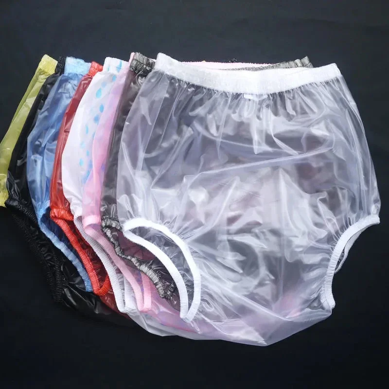 ABDL calzoncillos grandes de plástico de cintura alta, ropa interior ultrasuave, silenciosa, de PVC, impermeable, antifugas laterales, pantalones urinarios para adultos