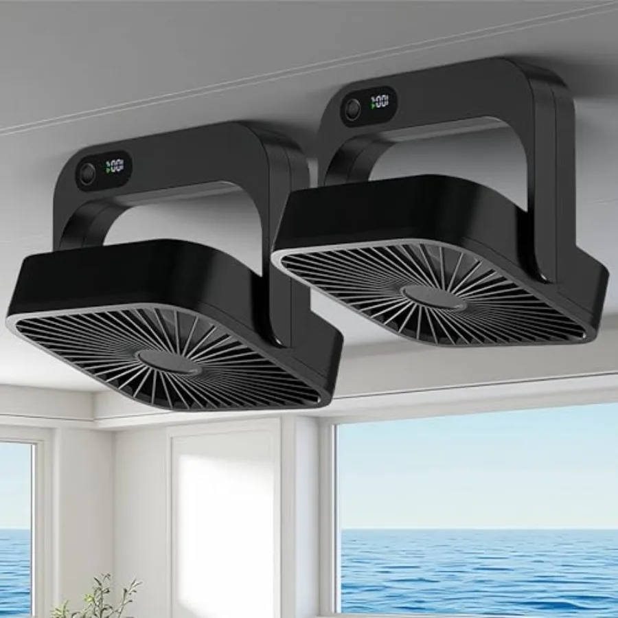 

2-Pack Magnetic Cruise Ship Approved Fan 5000mAh Battery Operated Portable Fan with 5 Speeds Magnetically Sticks on Cabin Ceili
