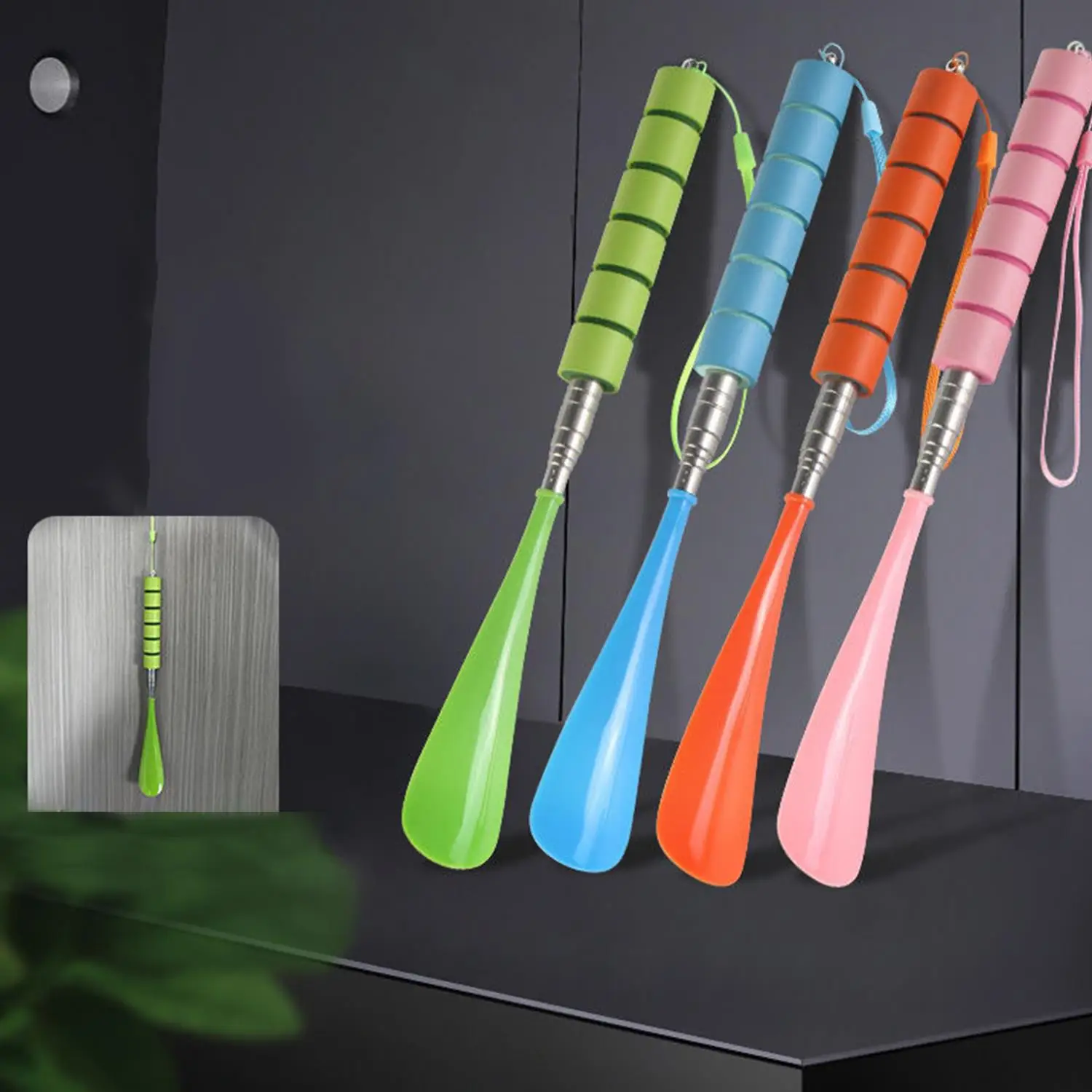 伸縮性のある長い靴べら 30 センチメートル-71 センチメートルステンレス鋼靴べら怠惰な靴スプーン曲がらずに着用靴リフターアクセサリー