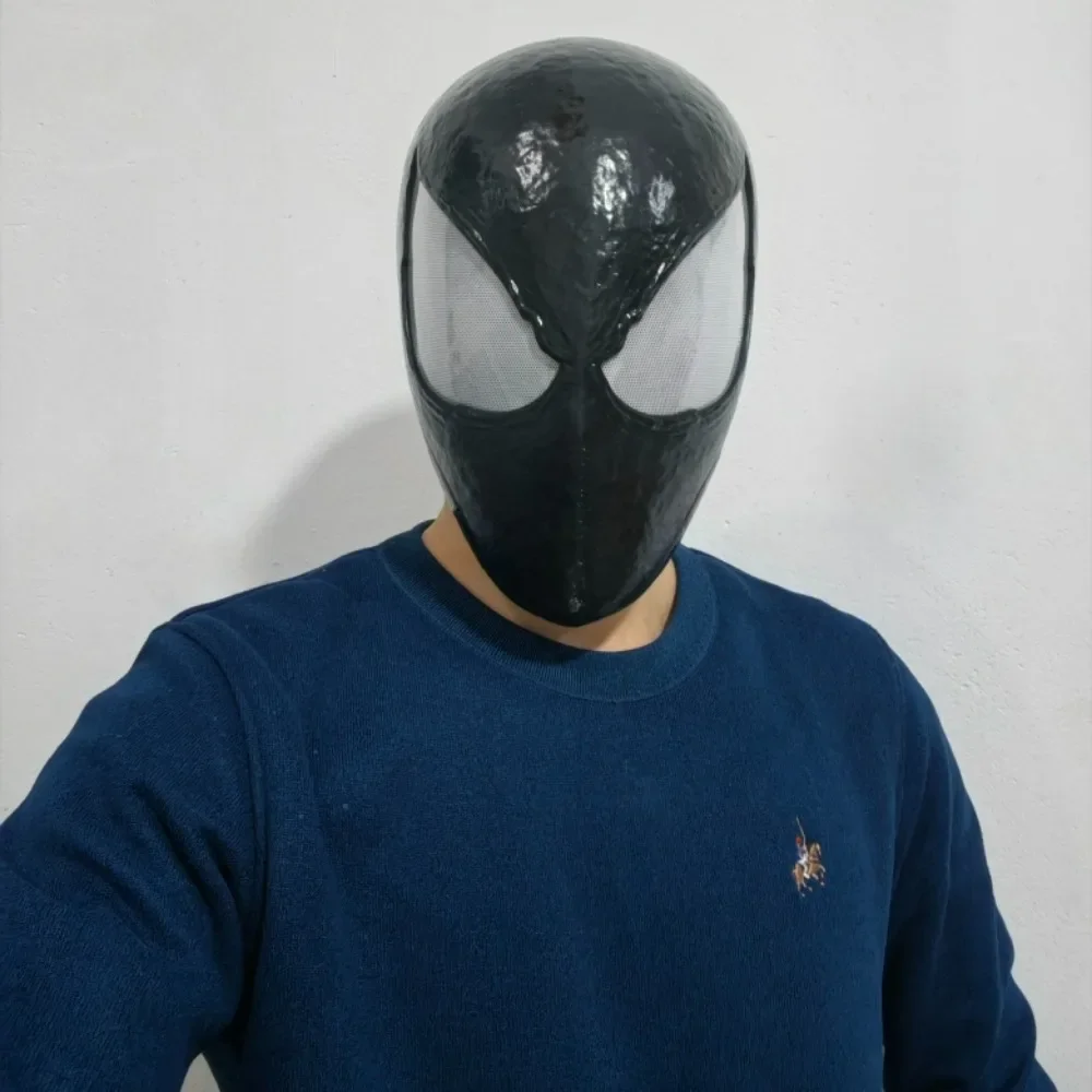 Marvel Black Spider-Man 2 Venom Mask Not-detachable Eyes Cosplay Head Cover 1:1 3D Handmade Wearable Helmet for Birthday Gift