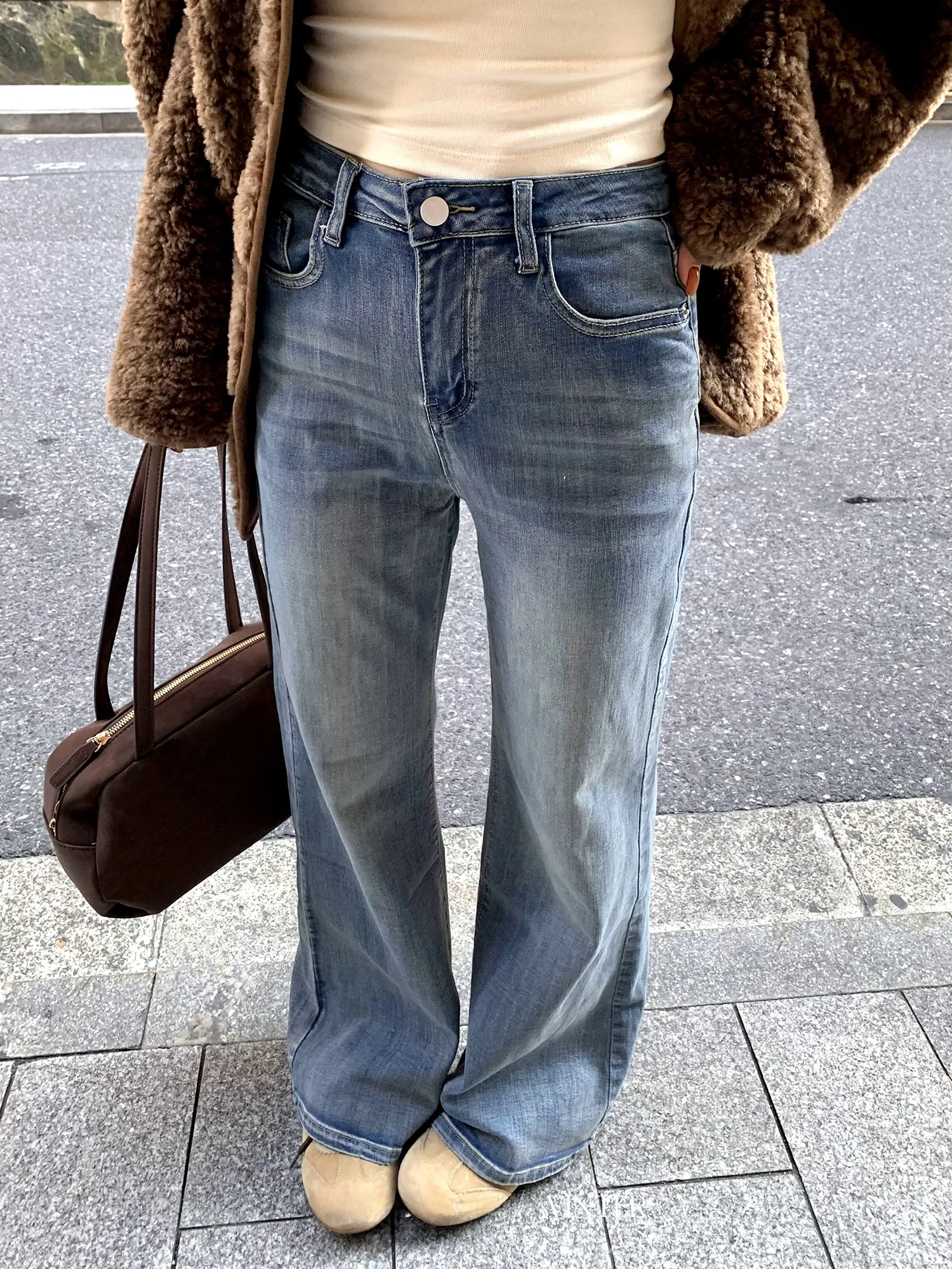 

Мягкие джинсы-клеш с высокой талией, прямые, из эластичного денима, в пол, комфортные, женские, осенняя мода