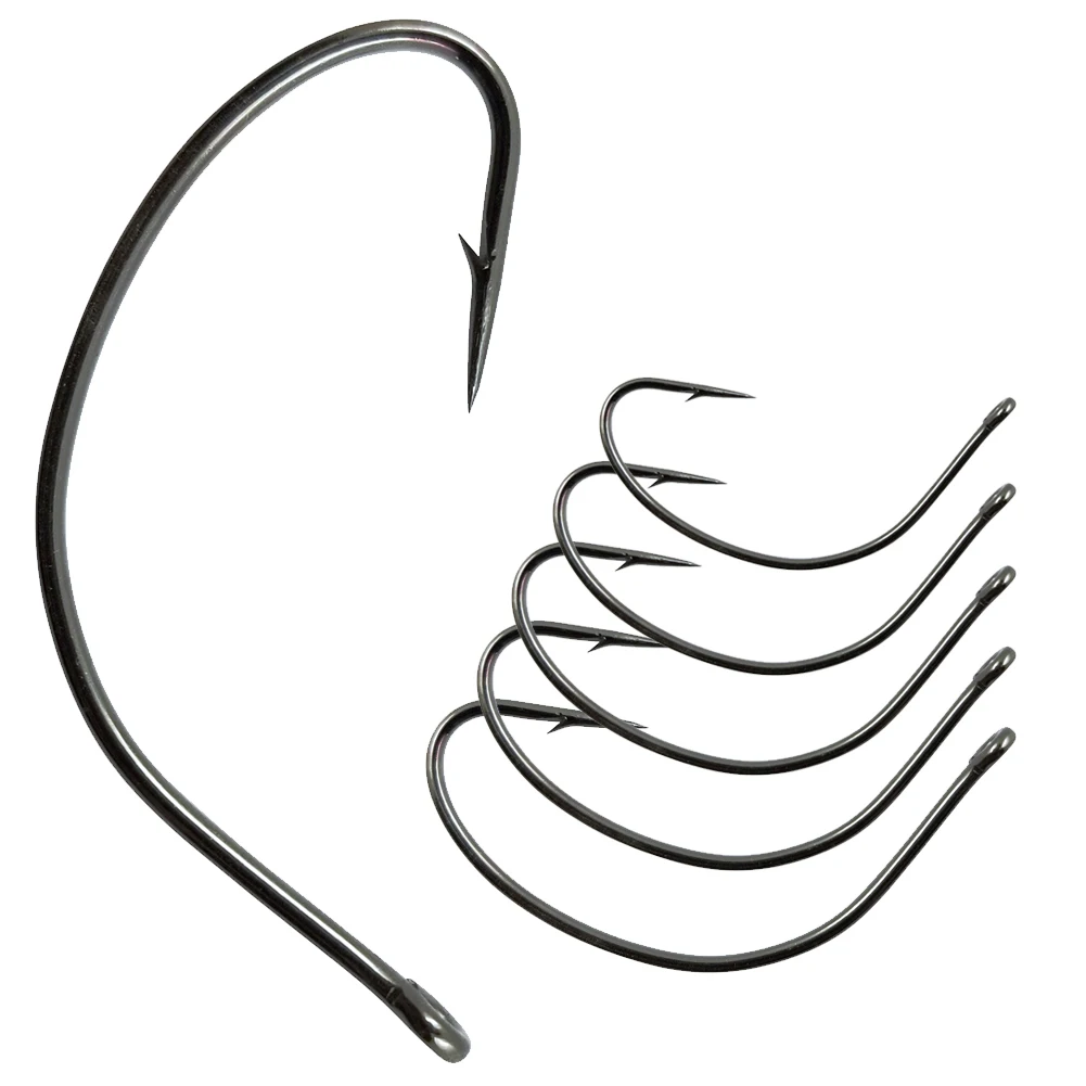 50-1000PCS  Fishing Wide Gape Hooks ,High Carbon Steel offset Fishing Hook Bass Trout Fishhooks Freshwater Fishing Tackle