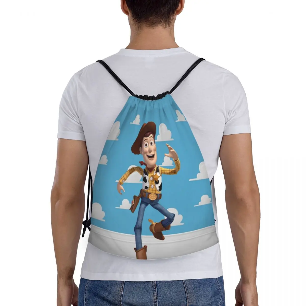 Mochila Woody Drawstring para esportes, Cartoon Training Sackpack, Gym Bag para mulheres e homens, Cartoon Toy Story