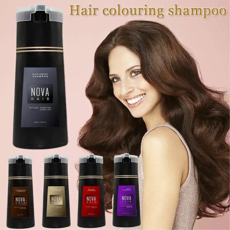 Nova Hair Dye Shampoo Quick Coloring Natural Harmless Cover White Grey Shampoo 3-in-1 Cleaning Nourishing Hair Dye Product