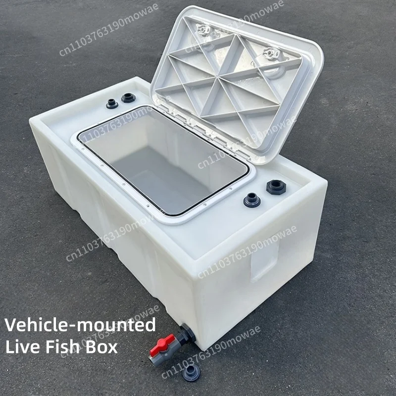 Large Capacity Live Fish Carrier Box Outdoor Fishing Equipment Secure Lid Horizontal Handle for Car Trunk Storage Fishing Gear