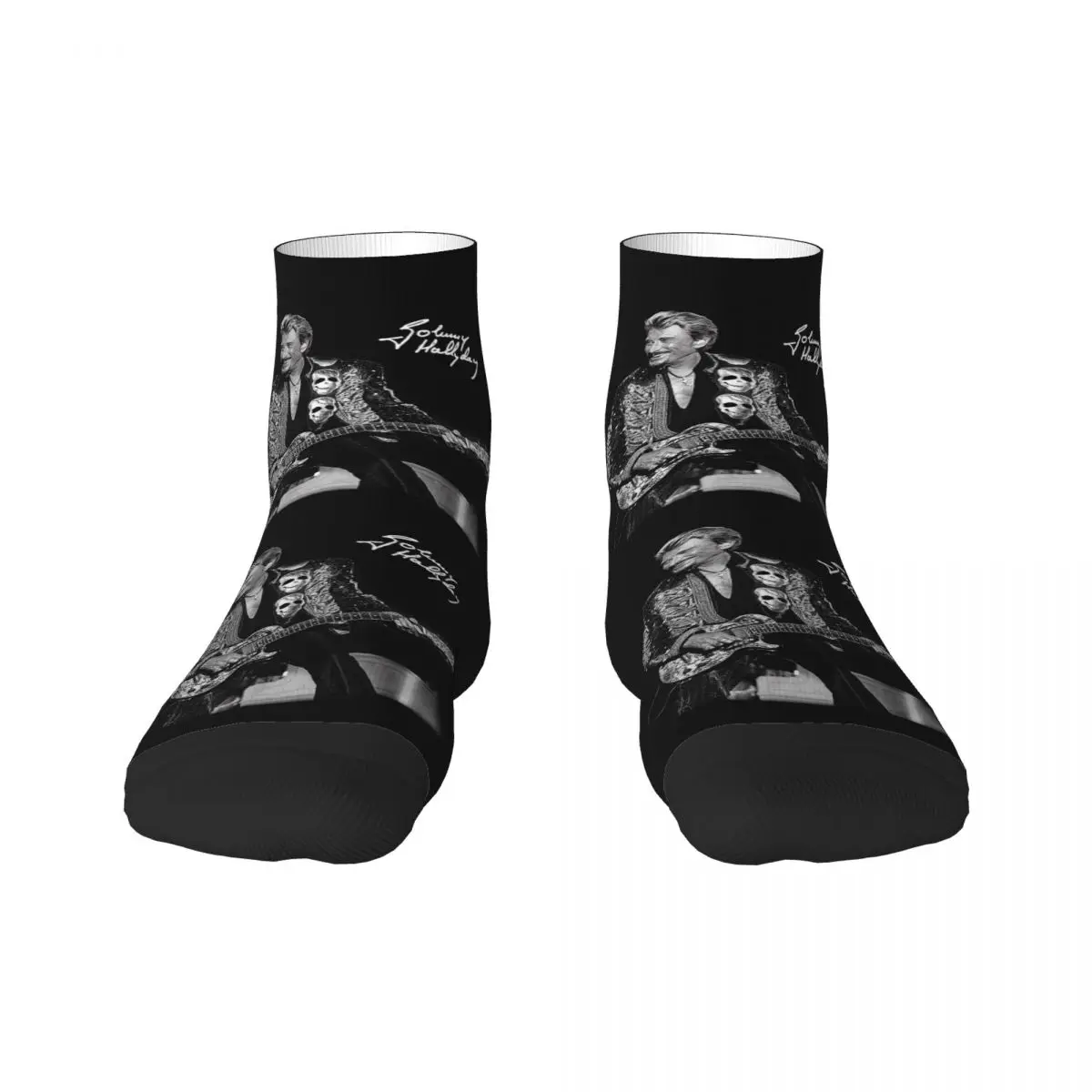 Johnny Hallyday Mens Crew Socks Unisex Cute 3D Printed French Singer Rock Music Dress Socks