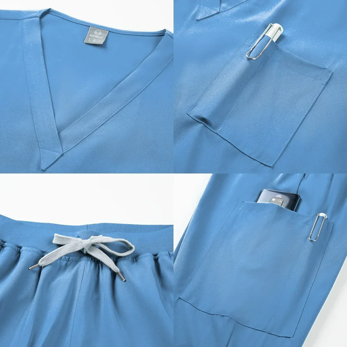 V-Neck Scrub Tops Lightweight Short-Sleeve Workwear Women's Hospital Two-Piece Scrub Sets