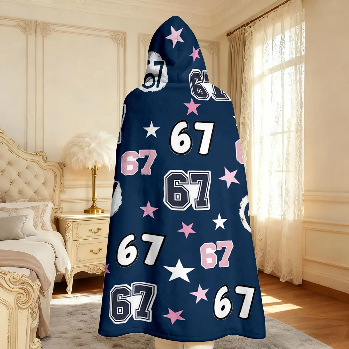 1 шт., фланелевое одеяло с капюшоном и шестью семи элементами, носимое одеяло-накидка, мягкое и теплое, одеяло разных размеров для сна и отдыха