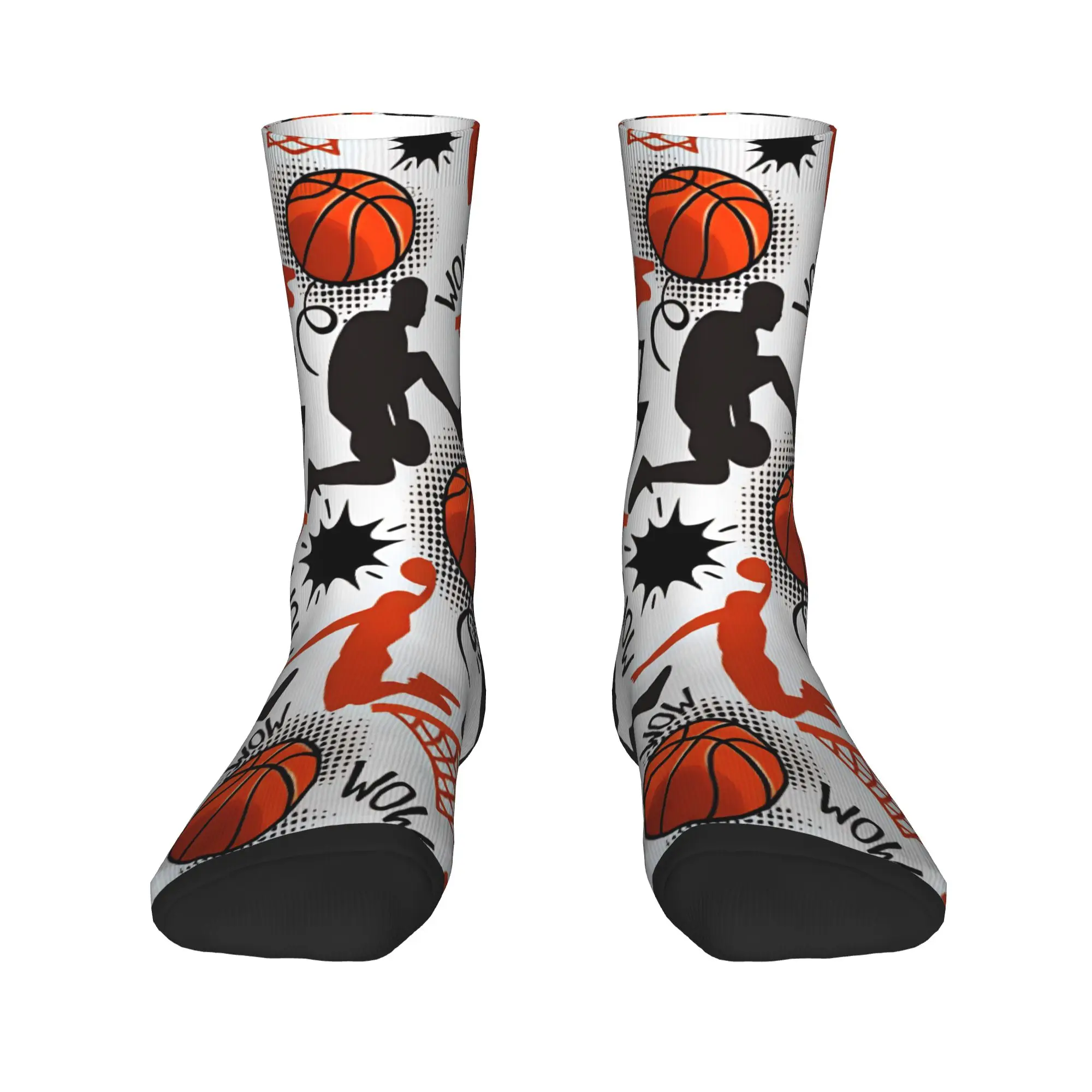 Basketball Player Silhouette Comic Style Seamless Socks Winter  Stockings Korean Couple Medium Soft Socks Anti Slip Socks