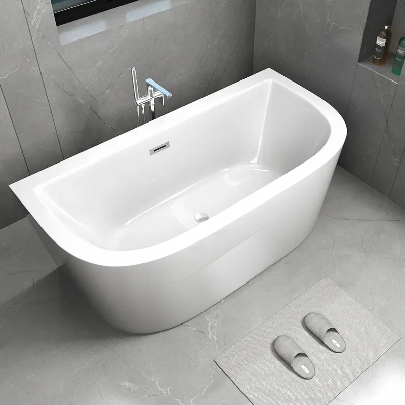 Deep Acrylic Bathtub for Small Apartment Hotel B&B Home Use Compact Soaking Tub