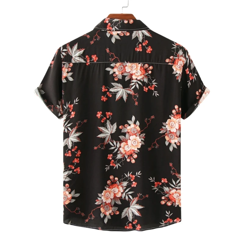 Hawaiian Cotton High Quality Oversize Short Sleeve Shirts Man Shirt Luxury Brand Men\'s T-shirts Fashion Clothing Blouses Social