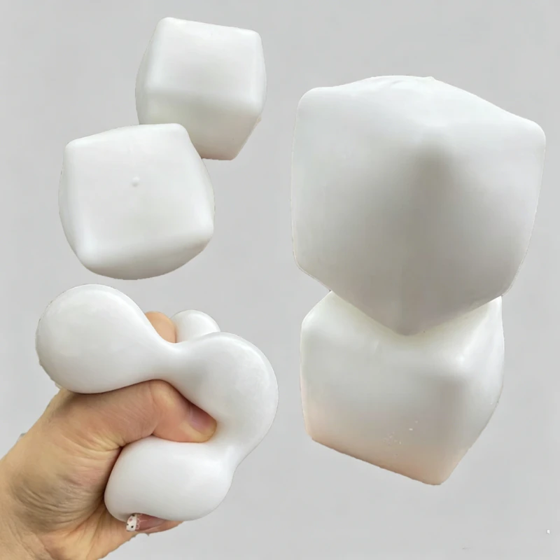 Weißer Milch-Tofu Quetschspielzeug Niedliches Weißes Quadratisches Sensorisches Stressabbau-Spielzeug Knetkugel Geschenke für Erwachsene Bestes Geschenk