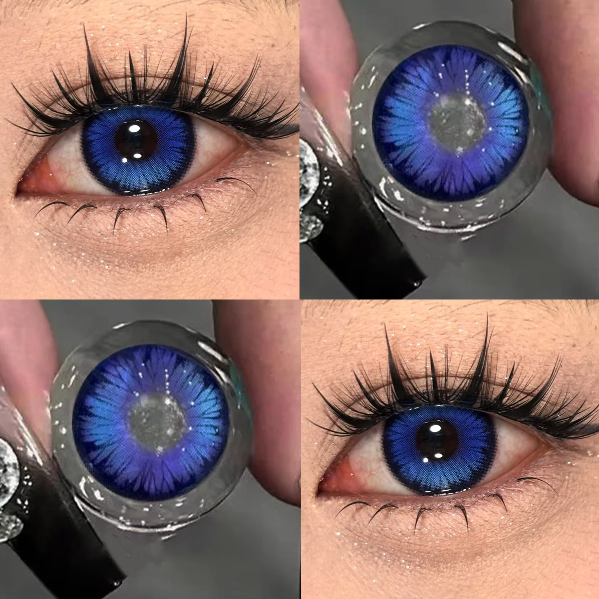 Lalens 1 Paar Schmetterlingsblaue Kontaktlinsen mit Sehstärke 14,5mm 6 Monate Weiche Farbige Kontaktlinsen Anime Cosplay Party Make-up