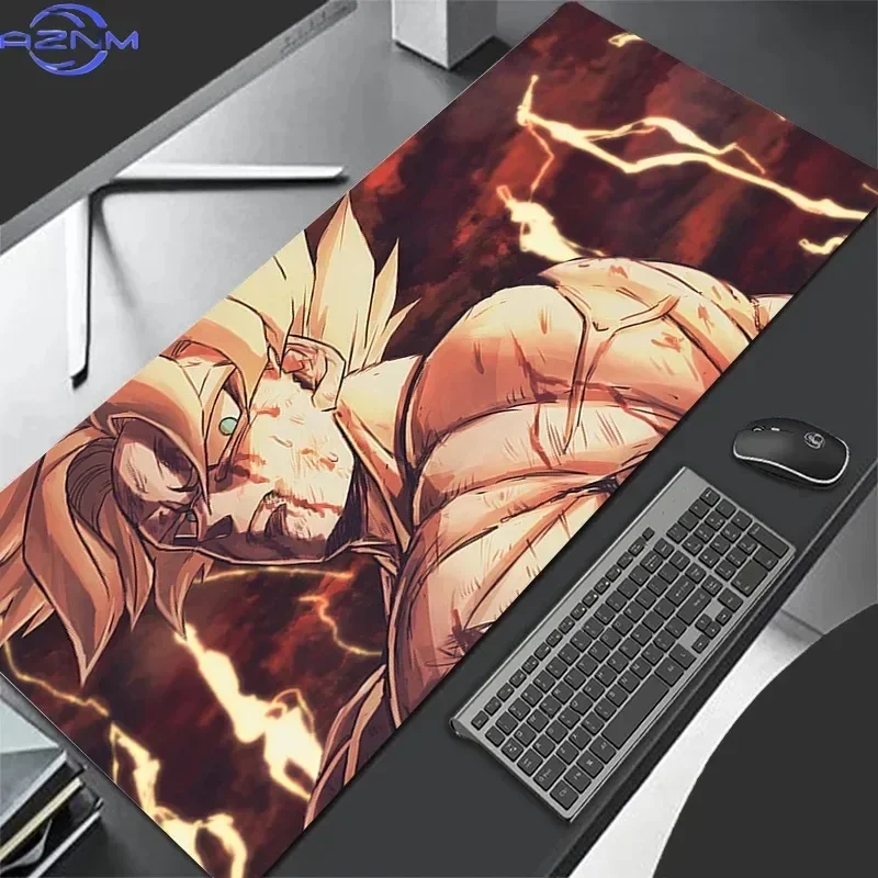 Anime Lightning Character Art Large Mousepad, Rubber Base Extended Desk Mat with Stitched Edge, Non Slip Table Pad for Gaming an