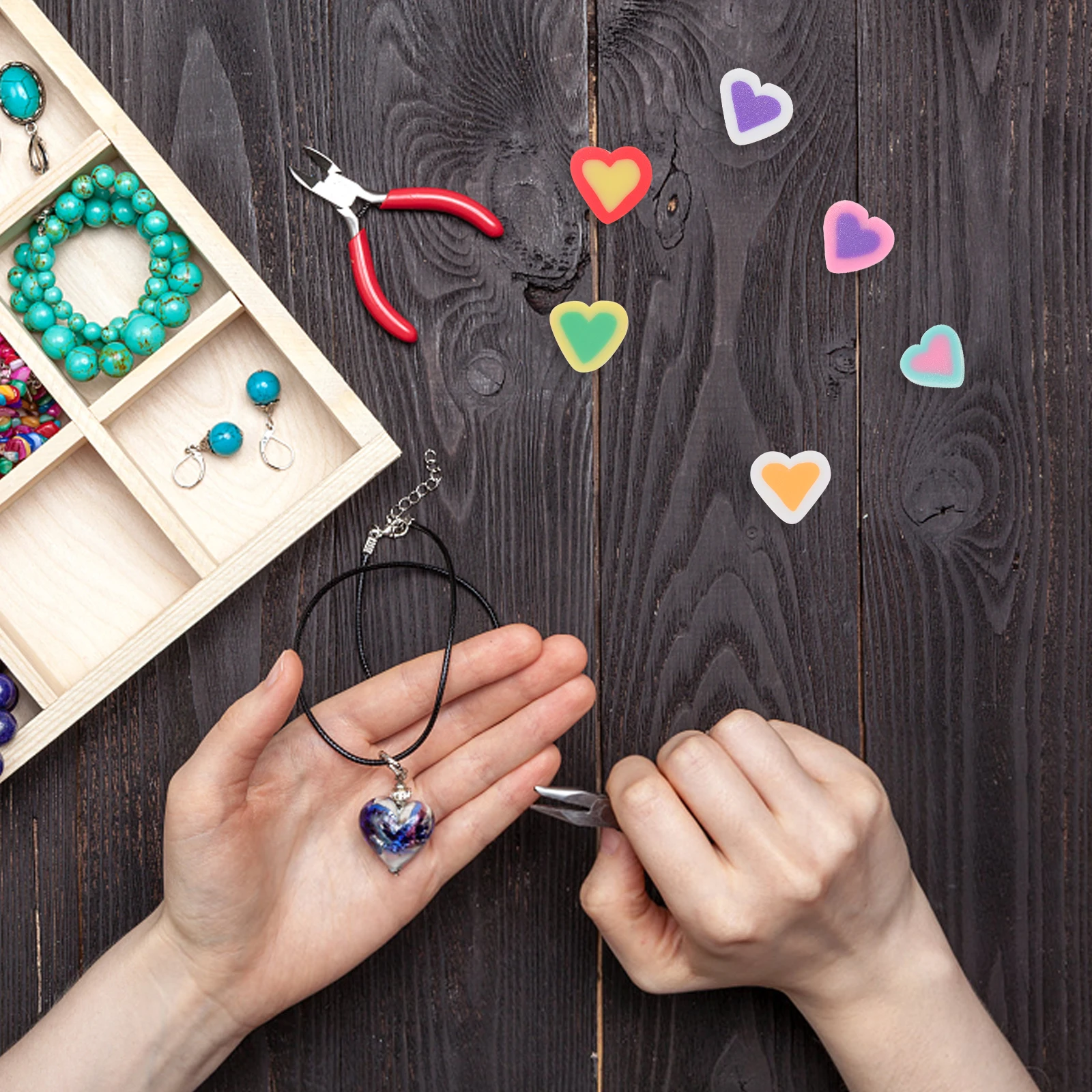 

200 pcs Heart Shape Jewelry Making Diy Polymer Clay For Phone Case Bracelet Decoration Diy Beads Bracelet Beads