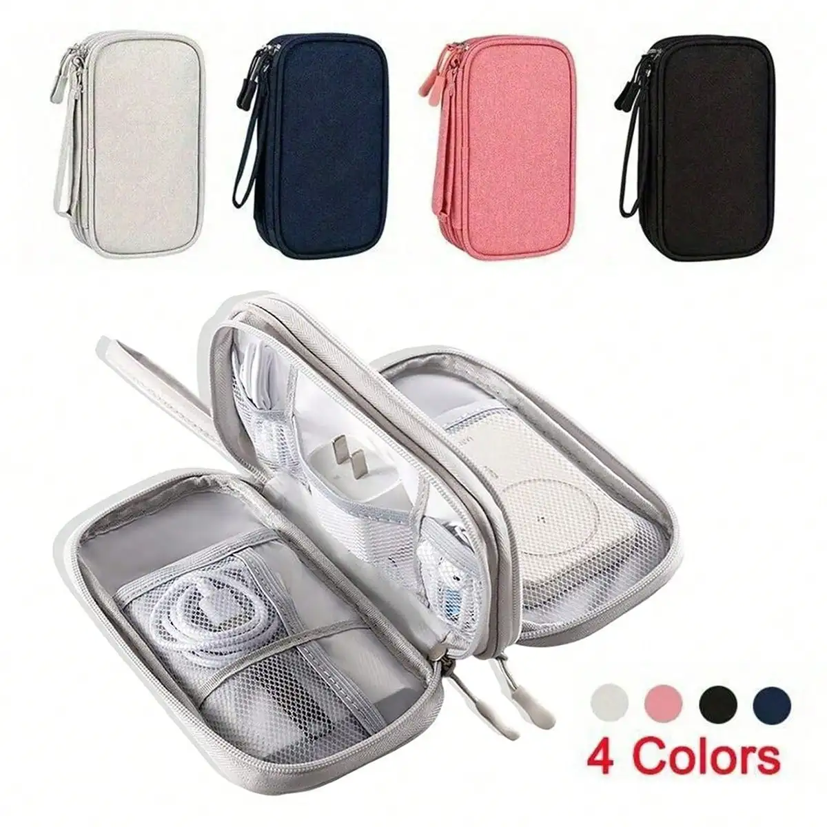 Double-Layer Double-Layer Digital Accessory Storage Bag, Electronic Accessory Travel Storage Bag, Can Hold Mobile Phones, Cables, Coins, Jewelry, with Separate Compartments for Power Banks, Mice, Chargers, Data Cables, Hard Drives, Protective Cases, Bohemian Style - Aliexpress Deal