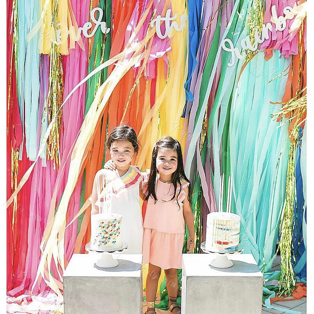 3/6 Stück 4,5 cm Regenbogen-Krepppapierbänder für Hochzeit, Geburtstag, Party, Hintergrunddekoration, bunte Krepppapier-Banddekoration – Detail 4