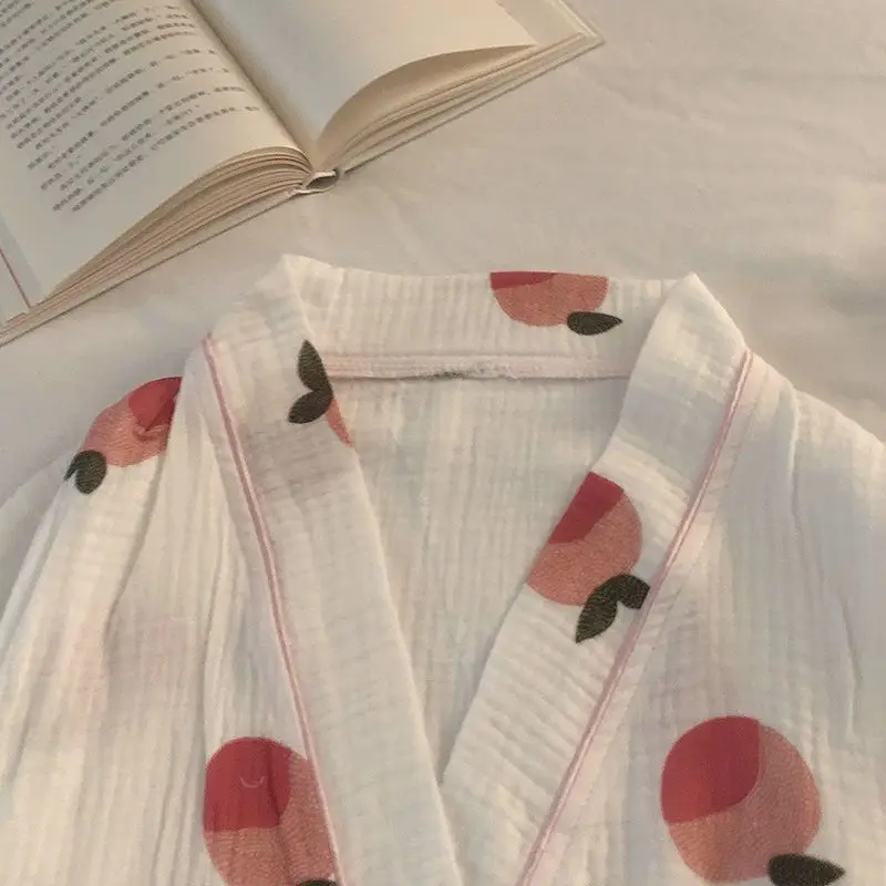 Kimono pajamas women's spring and autumn pijama mujer long-sleeved pyjama pour femme 2023 new cute peach home clothes