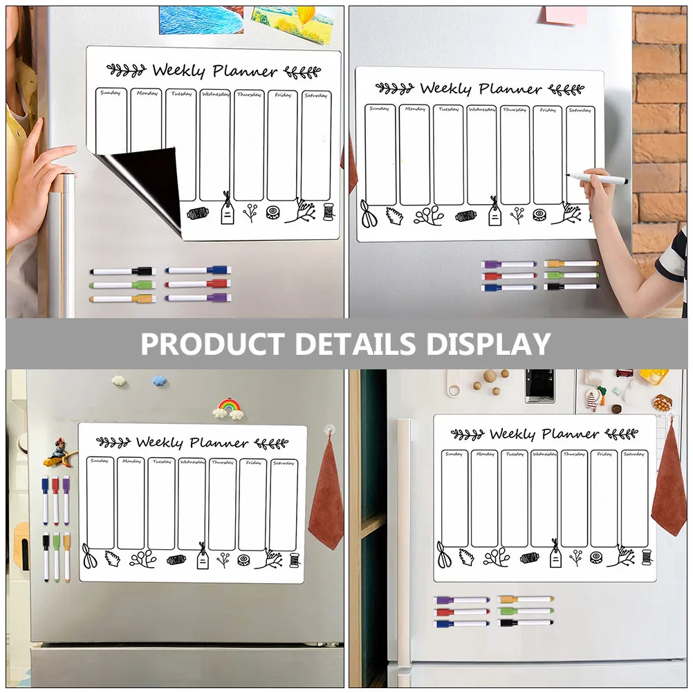1Set Magnet Dry Erase Board Reusable For Kitchen Shopping List Board Meal Planner Clear Magnetic Fridge Planning