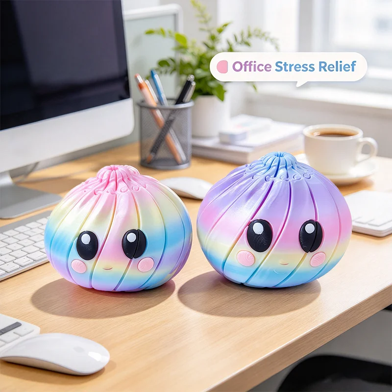 3D Printing Dumpling Fidget Toy Cute Face Stretchy Ball ADHD Twist Creative Stress Relief Hand Sensory Toy For Gadget Desk Gift