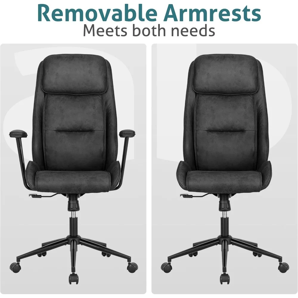 High Back Office Desk Chair,Ergonomic Reclining Office Chair,Modern Swivel Computer Chair,Conference Room Chairs,Black Leather C