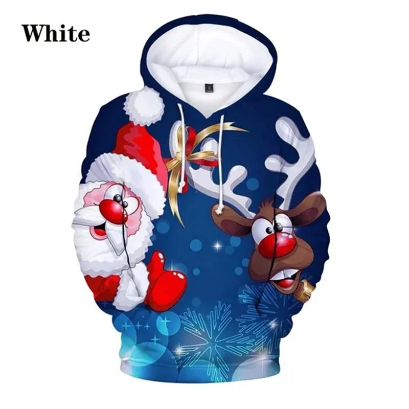 Merry Christmas Graphic Pullover Hoodies 3D Santa Claus Reindeer Print Hooded Hoody For Men Women Kids Fashion Sweatshirts Tops